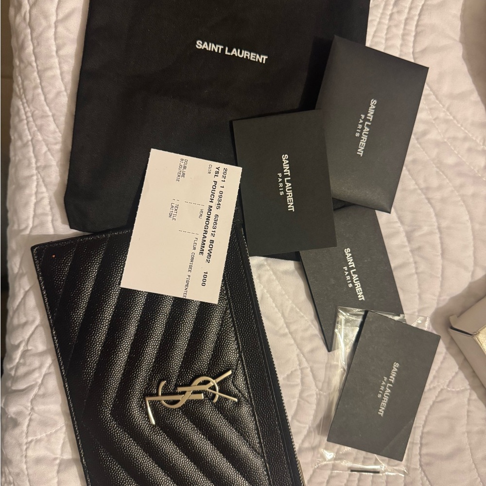 Saint Laurent Black Chevron Pouch